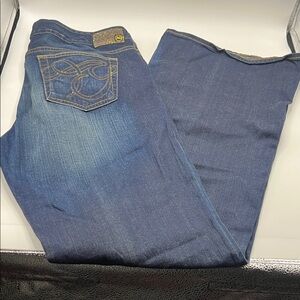 AG Adriano Goldschmied Mona Dark Wash Flare Denim Jeans 32